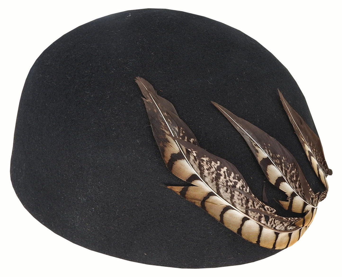 Women’s Structured Wool Felt Beret with Feather Accent and Adjustable Fit