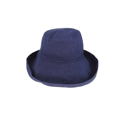 Breton Style Hemp Sun Hat with Wide Turned Brim and Adjustable Fit
