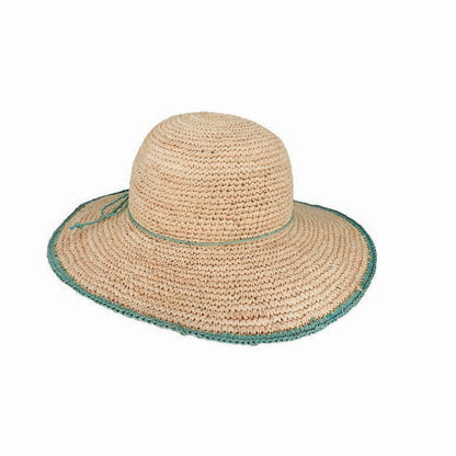 Carly Crochet Raffia Wide Brim Hat with Adjustable Fit