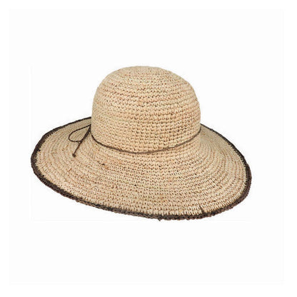 Carly Crochet Raffia Wide Brim Hat with Adjustable Fit