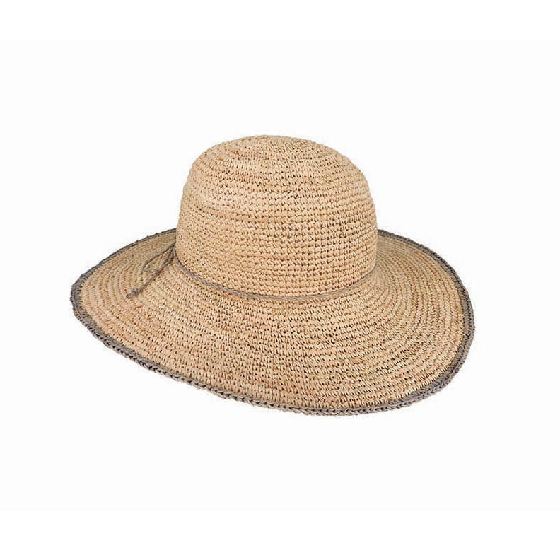Carly Crochet Raffia Wide Brim Hat with Adjustable Fit