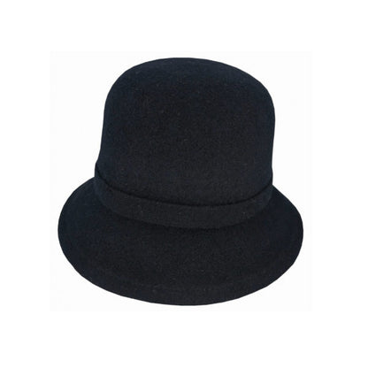 Sophia – Boiled Wool Cloche Hat with Gathered Back and Bow
