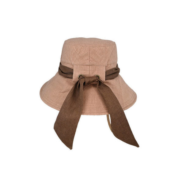 Kallista Women’s Hemp Sun Hat with Contrast Tie and Wide Brim – UPF50+ Protection