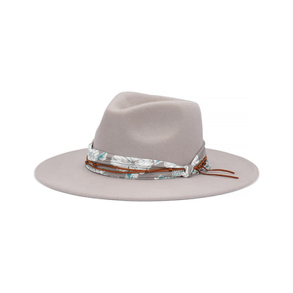 Briar Women's Australian Wool Felt Wide Brim Fedora Hat with Floral Band