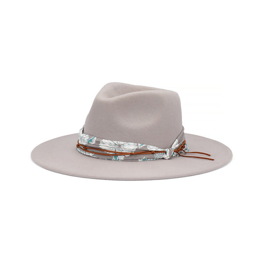 Briar Women's Australian Wool Felt Wide Brim Fedora Hat with Floral Band