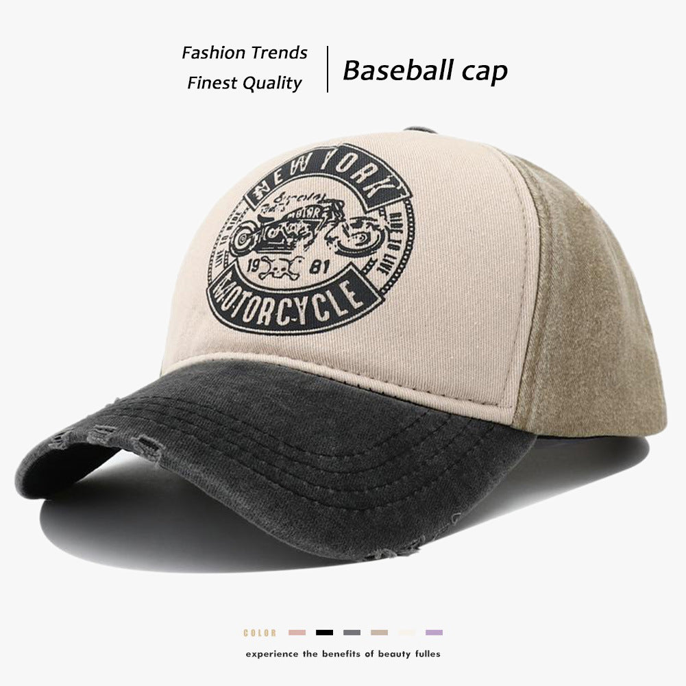 Men's Retro Alphabet Motorcycle Printed Peaked Cap - Urban Caps 