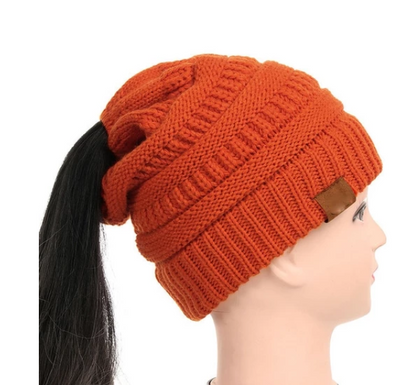 Cable Knit Fuzzy Lined High Bun Beanie - Urban Caps 