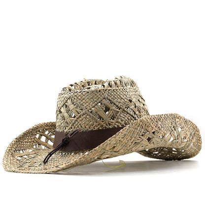 Belt Decoration Natural Grass Hand-knitted Western Cowboy Hat - Urban Caps 