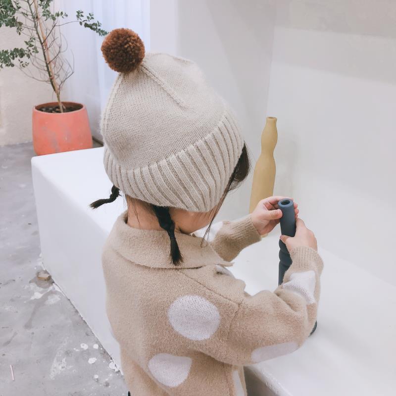 Children's Hat Woolen Cap Male And Female Baby Ear Protection Fluffy Ball - Urban Caps 