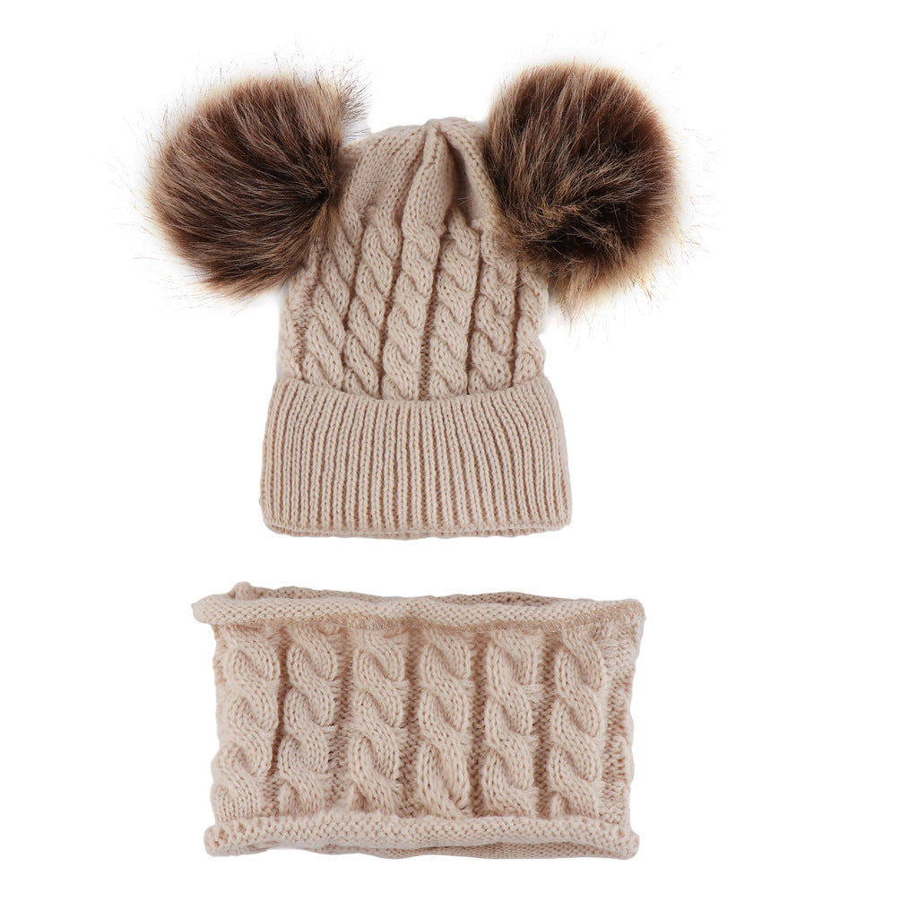 Baby Double Ball Woolen Hat Scarf Set - Urban Caps 