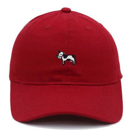 COW COW Embroidery Soft Top Baseball Cap Spring and Summer Cute