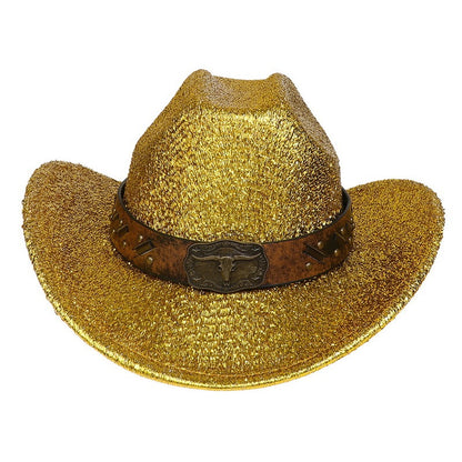 Glitter Cowboy Hat Halloween Black Gold Silver EVA Composite Cow Head Accessories - Urban Caps 