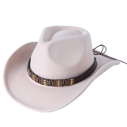 Woolen Hat Western Cowboy Top Hat Men's And Women's Curling Shell Accessories - Urban Caps 