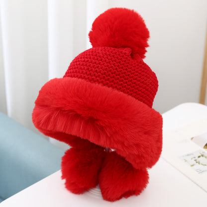 Women's Warm And Velvet Ear Protection Knitted Cold-proof Woolen Cute Princess Hat - Urban Caps 