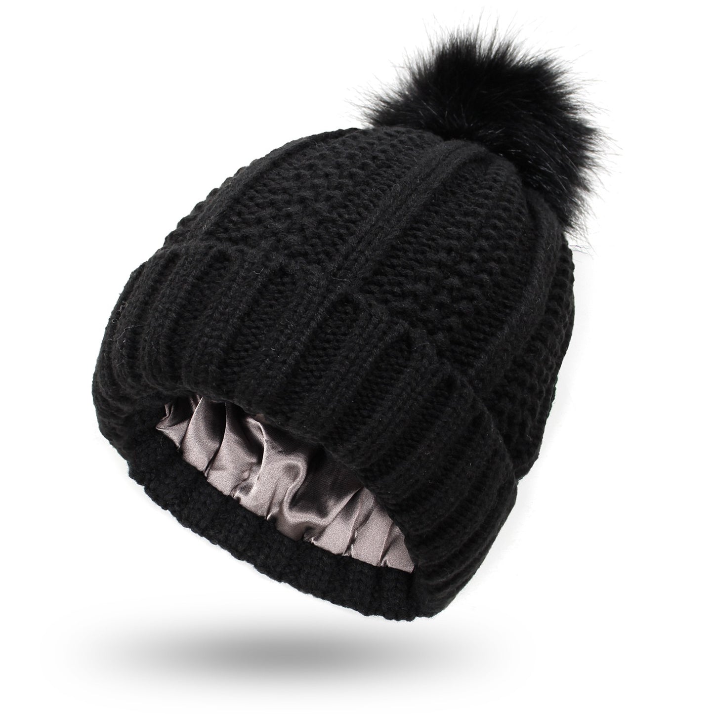 Woolen Cap Knitted Protection Hairstyle Silky Stretch Satin Knitted Hat - Urban Caps 