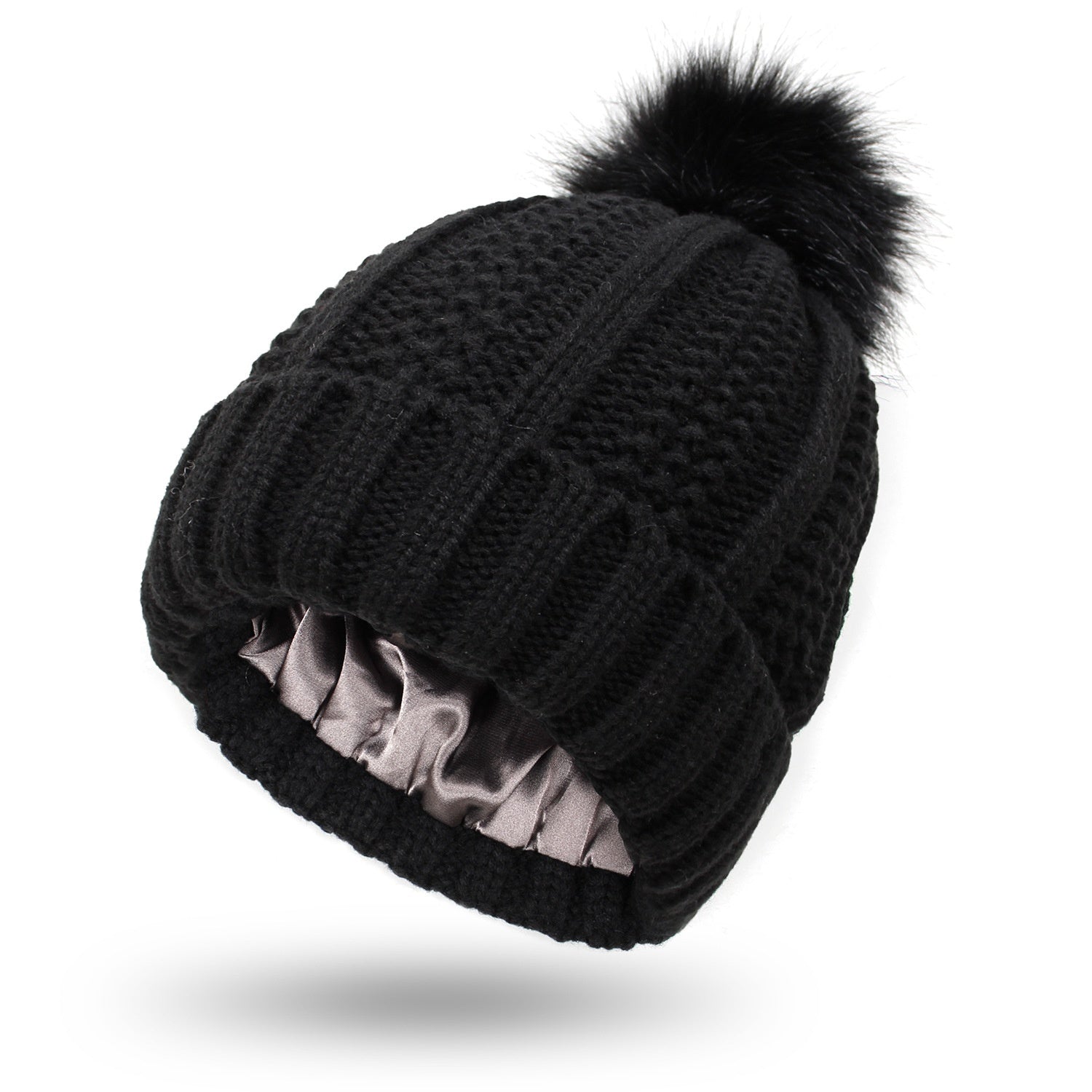 Woolen Cap Knitted Protection Hairstyle Silky Stretch Satin Knitted Hat - Urban Caps 
