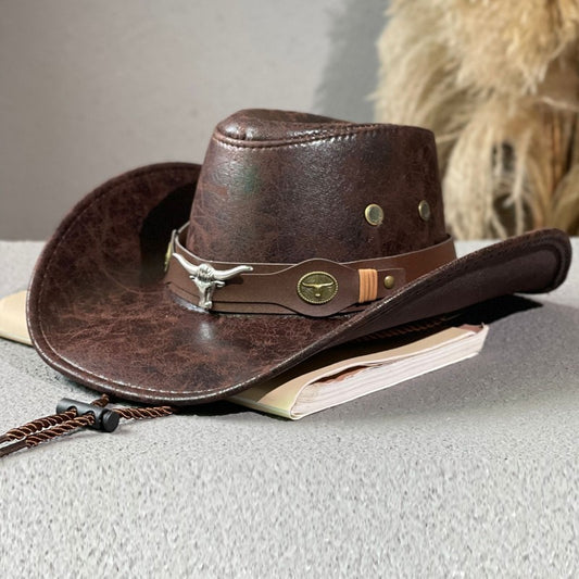 Bull Head Belt Rivet Jazz Sun Hat - Urban Caps 