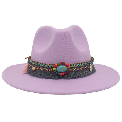 Ethnic Style Western Cowboy Hat Gem Accessories Tibetan Top Hat - Urban Caps 