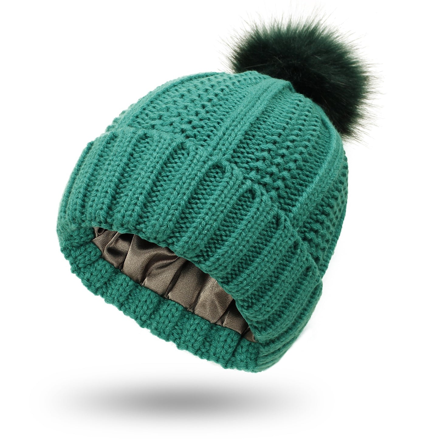 Woolen Cap Knitted Protection Hairstyle Silky Stretch Satin Knitted Hat - Urban Caps 