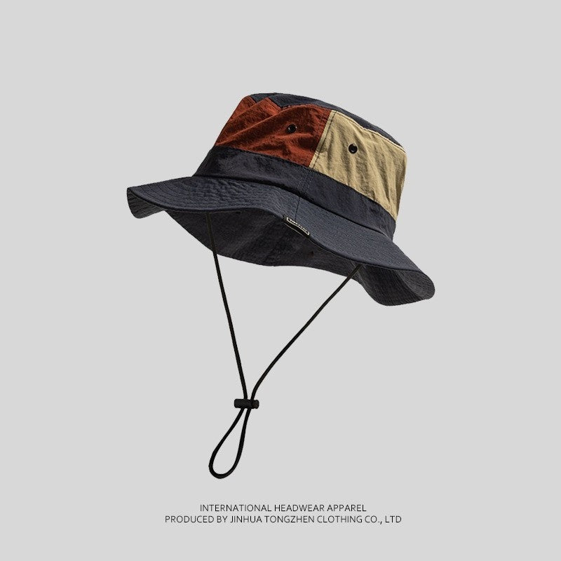 Bucket Hat Female Colorblock All-matching Outdoor Hiking Camping Tourist Hat Male - Urban Caps 