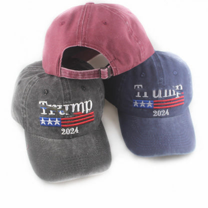 2024 American Election Hat Washed Old Truck Driver Peaked Cap Sichuan Puwang Baseball Cap