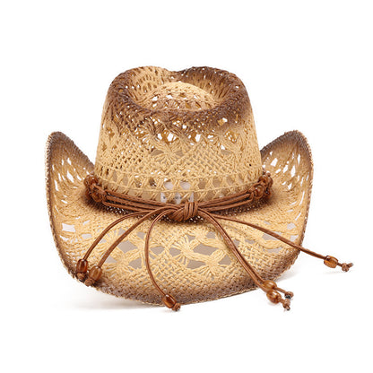 Hollow Out Western Cowboy Hat Straw Breathable - Urban Caps 