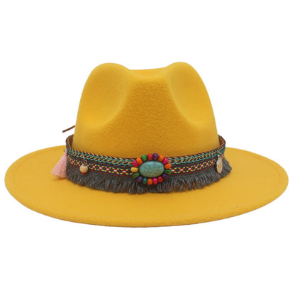 Ethnic Style Western Cowboy Hat Gem Accessories Tibetan Top Hat - Urban Caps 