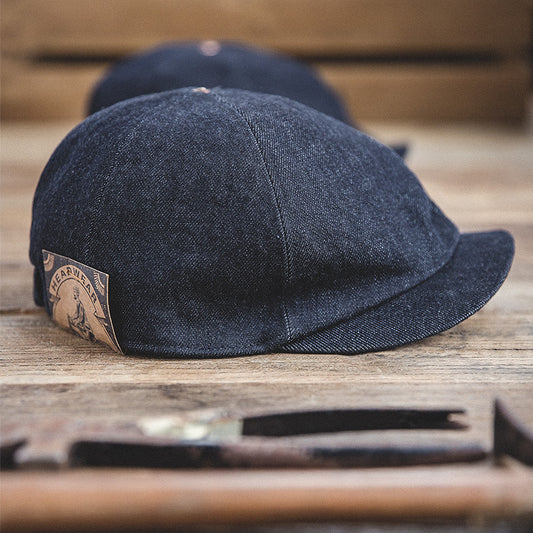 Retro Denim Newsboy Cap – British Dome-Style Cotton Hat | All-Season Fit - Urban Caps 