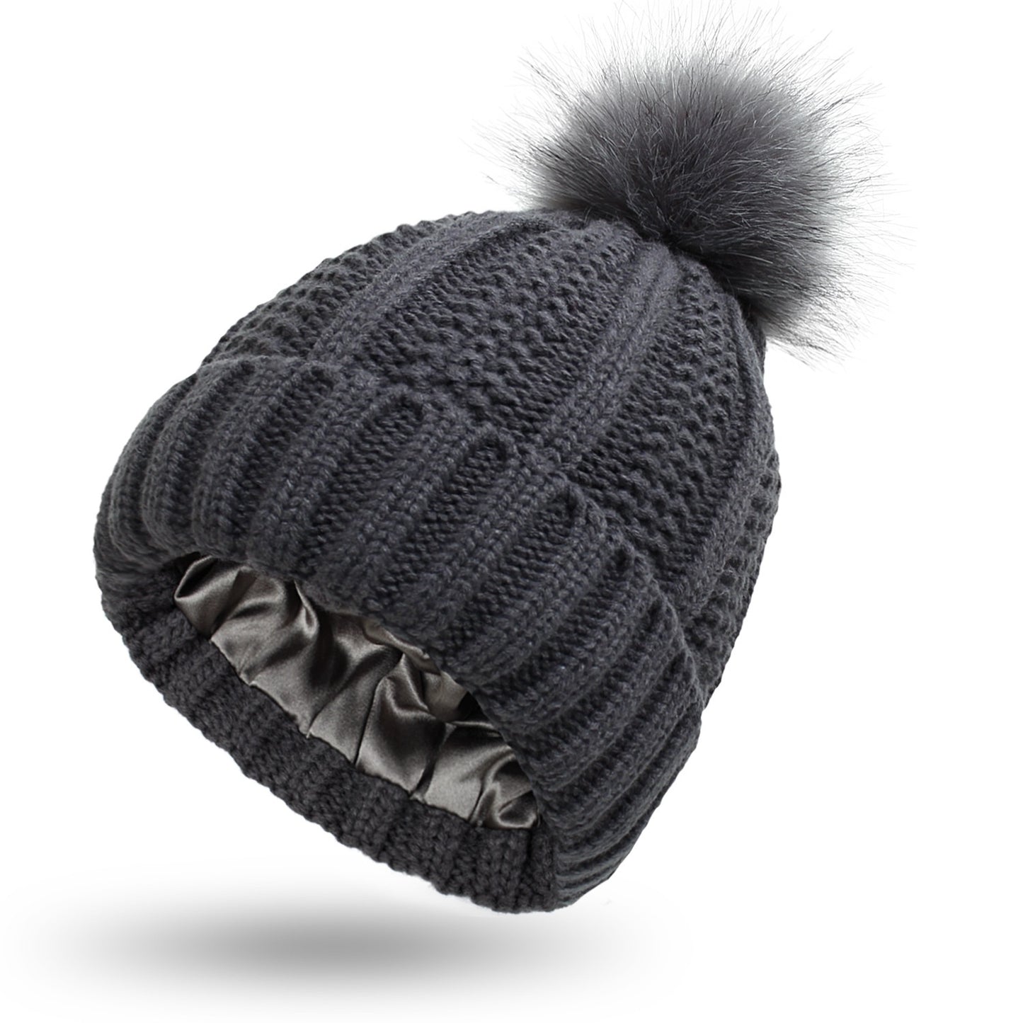 Woolen Cap Knitted Protection Hairstyle Silky Stretch Satin Knitted Hat - Urban Caps 