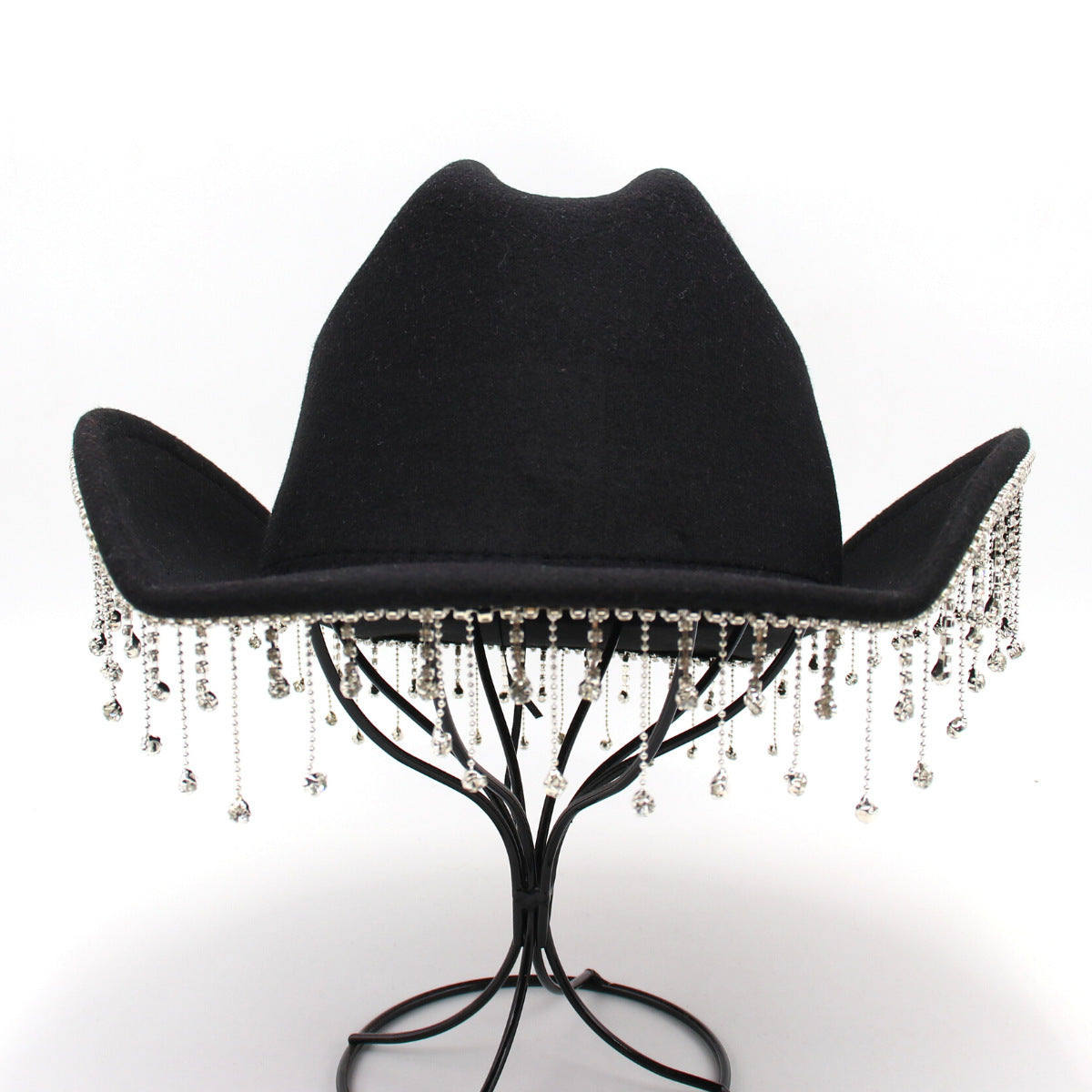 Warped Top Hat With Diamond Tassel Western Cowboy Hat - Urban Caps 