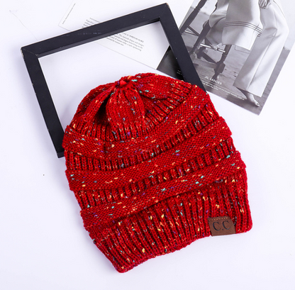 Cable Knit Fuzzy Lined High Bun Beanie - Urban Caps 