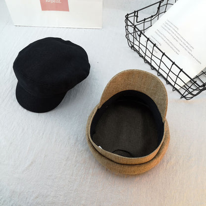 Retro Octagonal Beret – Cotton Linen Embroidered Cap | Adjustable M56–58cm - Urban Caps 