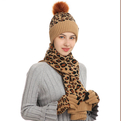 Three-piece Warm Knitted Woolen Hat, Scarf And Gloves - Urban Caps 