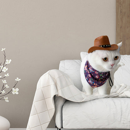 Stylish Pets Cat Cowboy Hat Star Hats For Cats Dogs Soft Adjustable Caps Street Parties Photo Shoots Universal Props Clothing - Urban Caps 