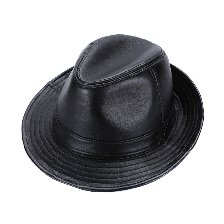 Men's Fashion Casual Authentic Leather Sheepskin Top Hat - Urban Caps 