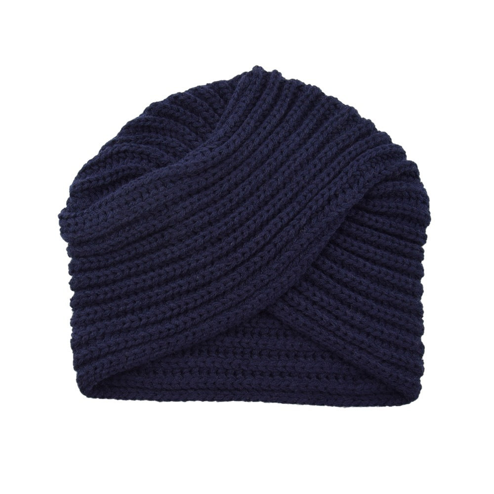 Fashion Woolen Knit Hat With Crossover Pullover - Urban Caps 