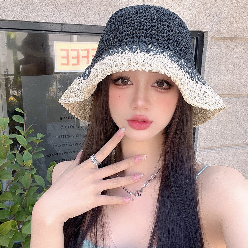 Women's Summer Straw Colorblock Crochet Hat - Urban Caps 