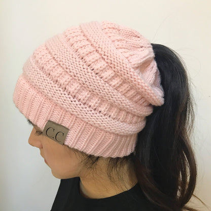 Cable Knit Fuzzy Lined High Bun Beanie - Urban Caps 