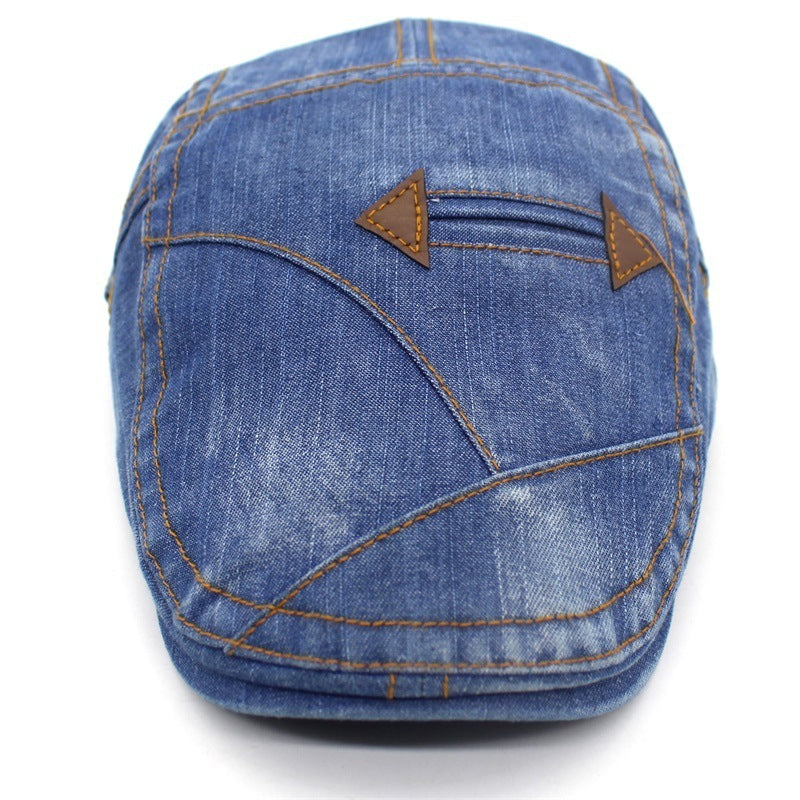 Washed Denim Peaked Beret – Cotton Vintage Cap | Adjustable Fit - Urban Caps 