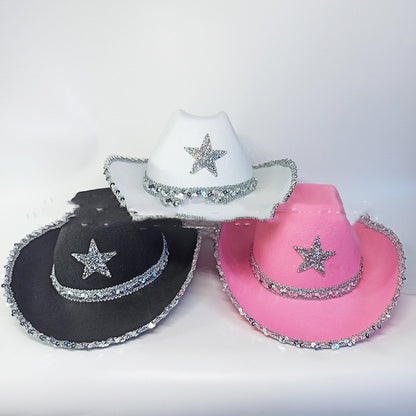 Party Black Bilateral Sequined Cowboy Hat - Urban Caps 