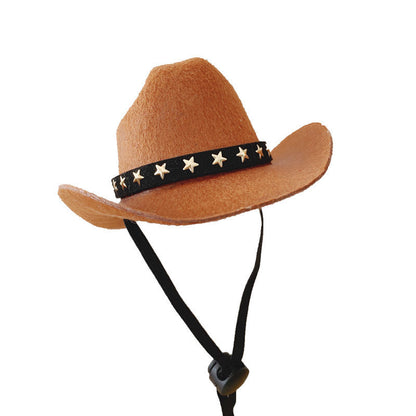 Stylish Pets Cat Cowboy Hat Star Hats For Cats Dogs Soft Adjustable Caps Street Parties Photo Shoots Universal Props Clothing - Urban Caps 