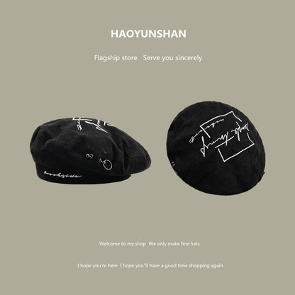 Personality Letter Embroidered Beret For Women - Urban Caps 