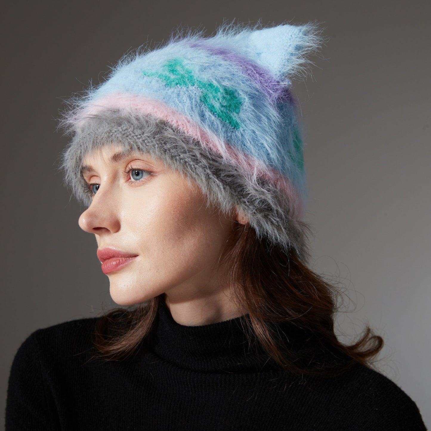 Cute Cat Ears Knitted Hat Earflaps Slipover Woolen Cap - Urban Caps 