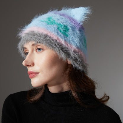 Cute Cat Ears Knitted Hat Earflaps Slipover Woolen Cap - Urban Caps 