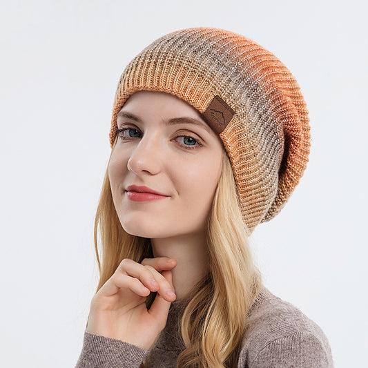 Knitted Gradient Tie-dye Warmth Rainbow Fashion Woolen Hat Women - Urban Caps 