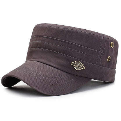 Military-Style Flat Top Hat – Cotton Sun Cap | Adjustable Fit - Urban Caps 