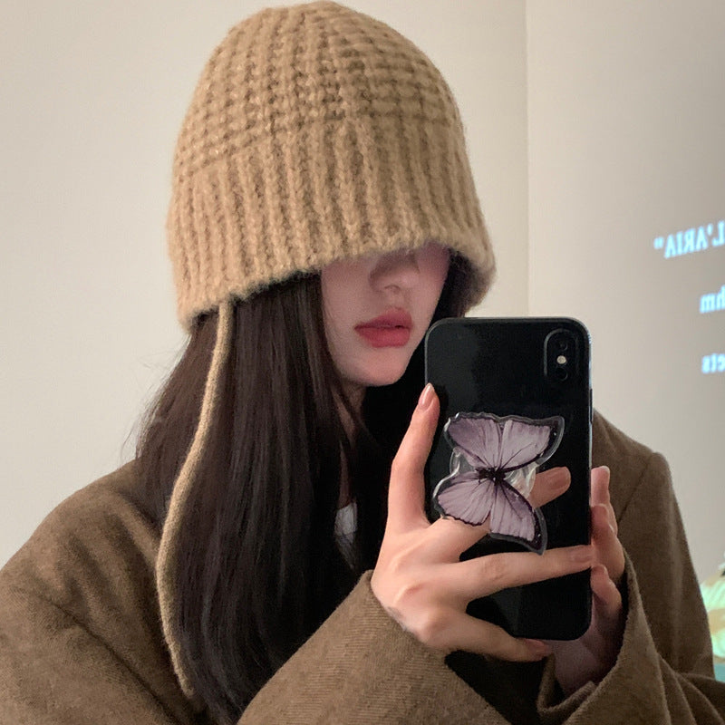 Lace-up Windproof Knitted Hat Children's Earflaps Woolen Hat - Urban Caps 
