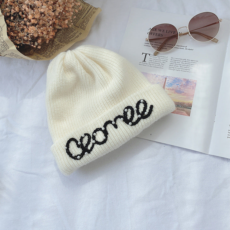 Women's Knitted Hat Pearl Small Fragrant Woolen Hat - Urban Caps 