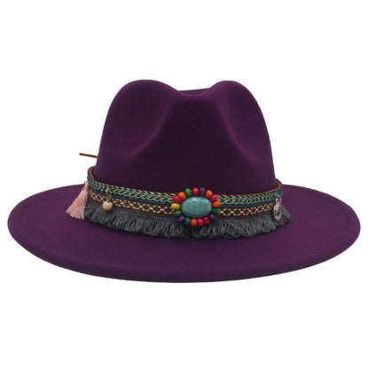 Ethnic Style Western Cowboy Hat Gem Accessories Tibetan Top Hat - Urban Caps 