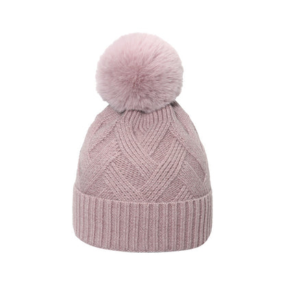 Trend Cross-border Fur Ball Woolen Cap Braiding Thread Plaid Knitted Hat - Urban Caps 
